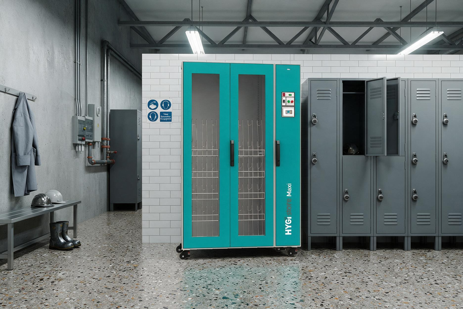 Hygistore Maxi - Armoire séchante Hygitec dans un vestiaire pour l'industrie